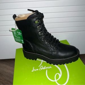 Sam Edelman Black Lue Lace-Up Combat Booties Size 7